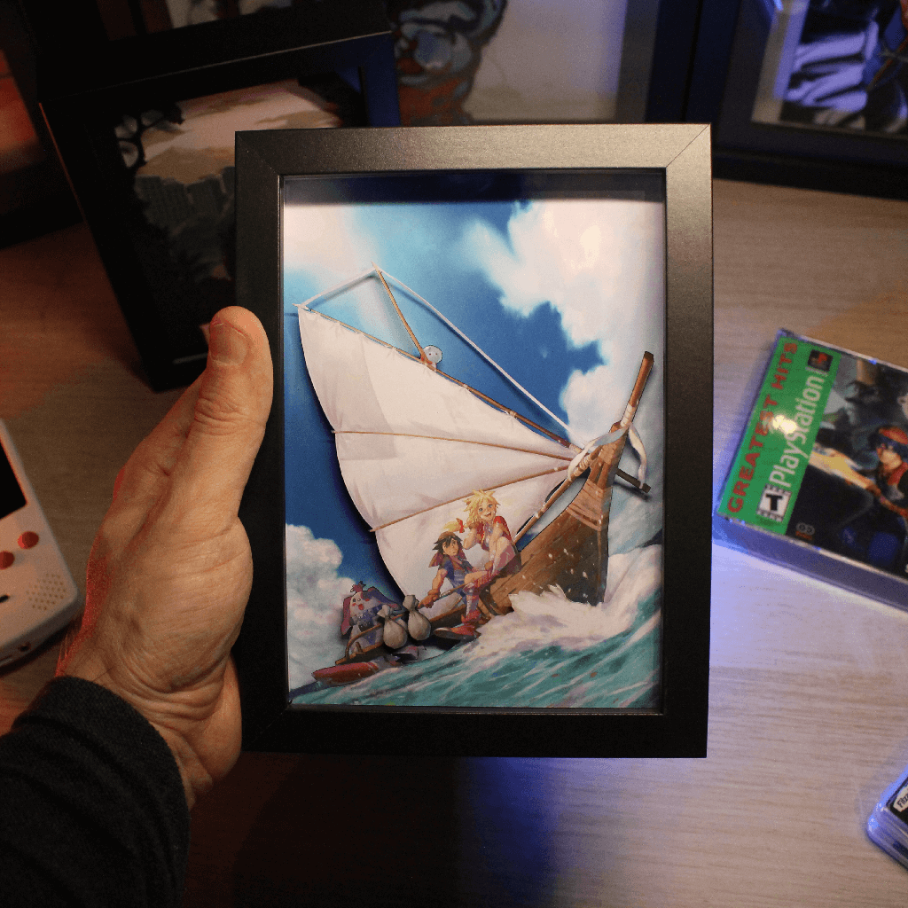 Dioramax - Cadre lumineux LED Chrono Cross | Déco Gaming-room | Tableau lumineux | Affiche jeux vidéo | Idée cadeau gamer | Retro-gaming