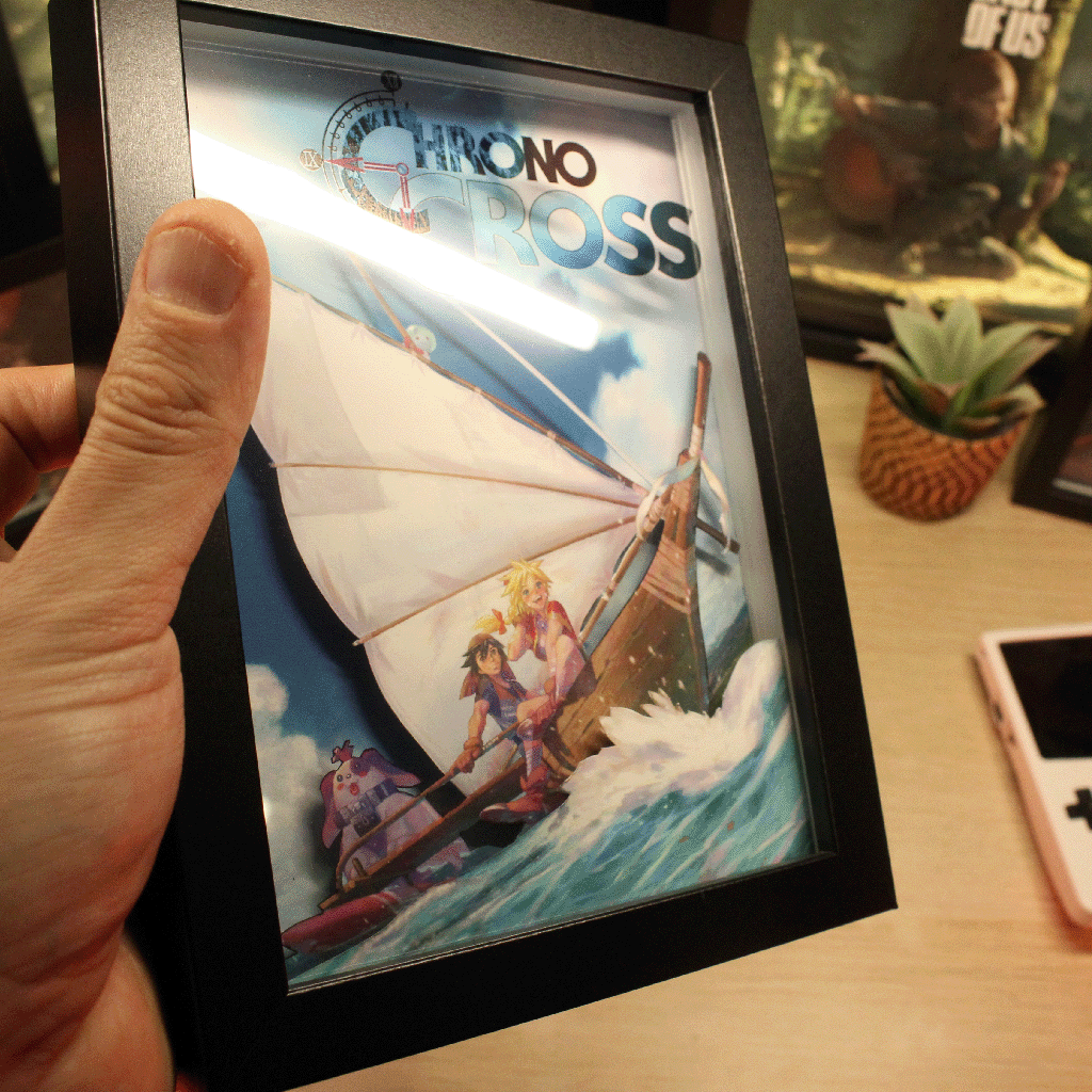 Dioramax - Cadre lumineux LED Chrono Cross | Déco Gaming-room | Tableau lumineux | Affiche jeux vidéo | Idée cadeau gamer | Retro-gaming