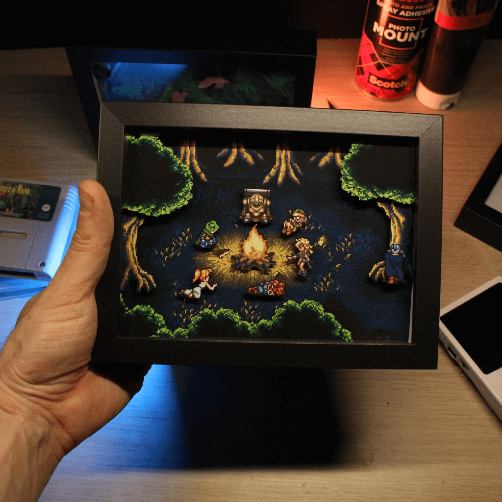 Dioramax - Cadre lumineux LED Chrono Trigger | Déco Gaming-room | Tableau lumineux | Affiche jeux vidéo | Idée cadeau gamer | Retro-gaming
