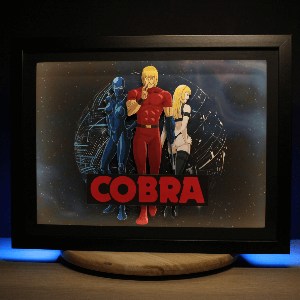 Dioramax - Cadre lumineux LED Cobra | Déco Gaming-room | Tableau lumineux | Affiche jeux vidéo | Idée cadeau gamer | Retro-gaming