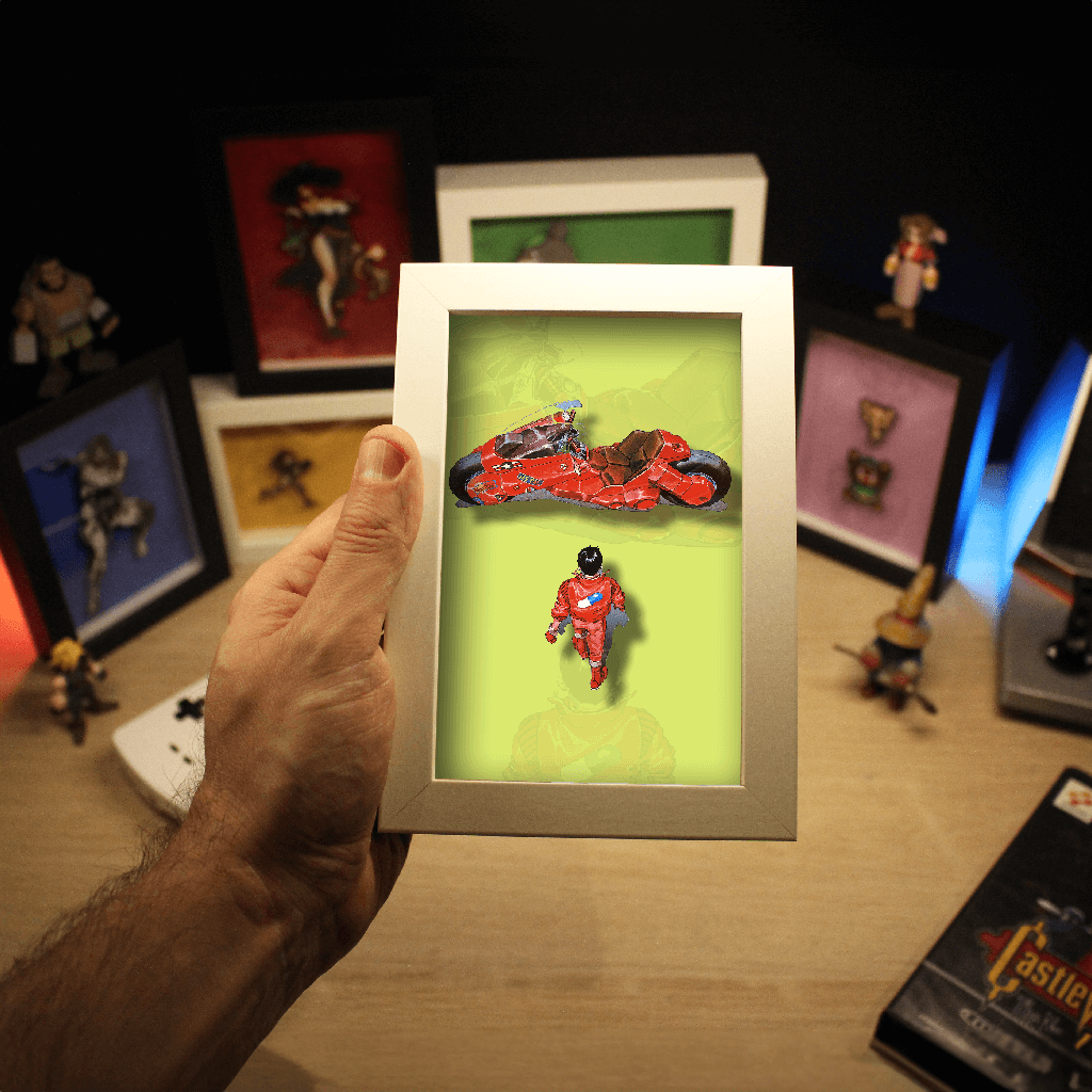 Dioramax - Cadre lumineux LED Akira | Déco Gaming-room | Tableau lumineux | Affiche jeux vidéo | Idée cadeau gamer | Retro-gaming