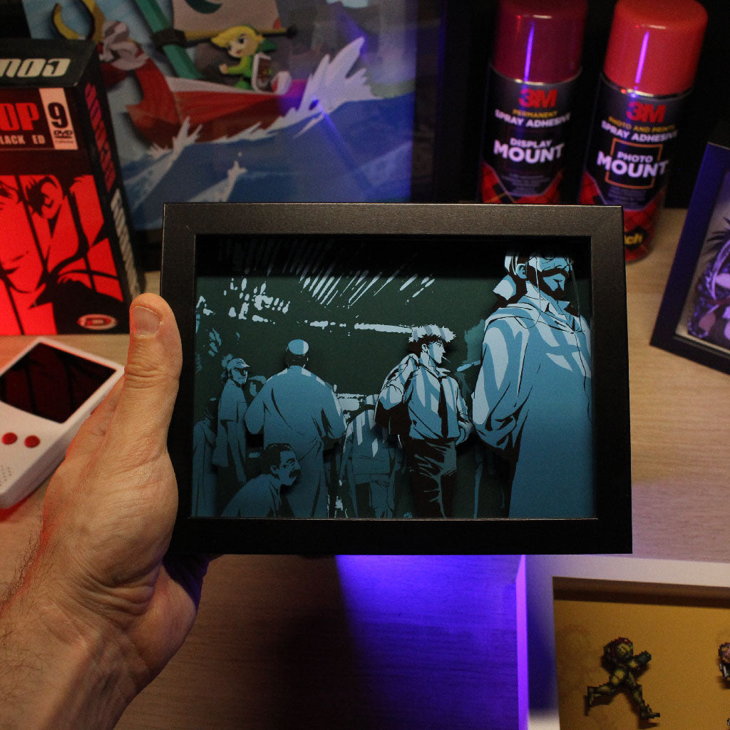 Dioramax - Cadre lumineux LED Cowboy Bebop | Déco Gaming-room | Tableau lumineux | Affiche jeux vidéo | Idée cadeau gamer | Retro-gaming
