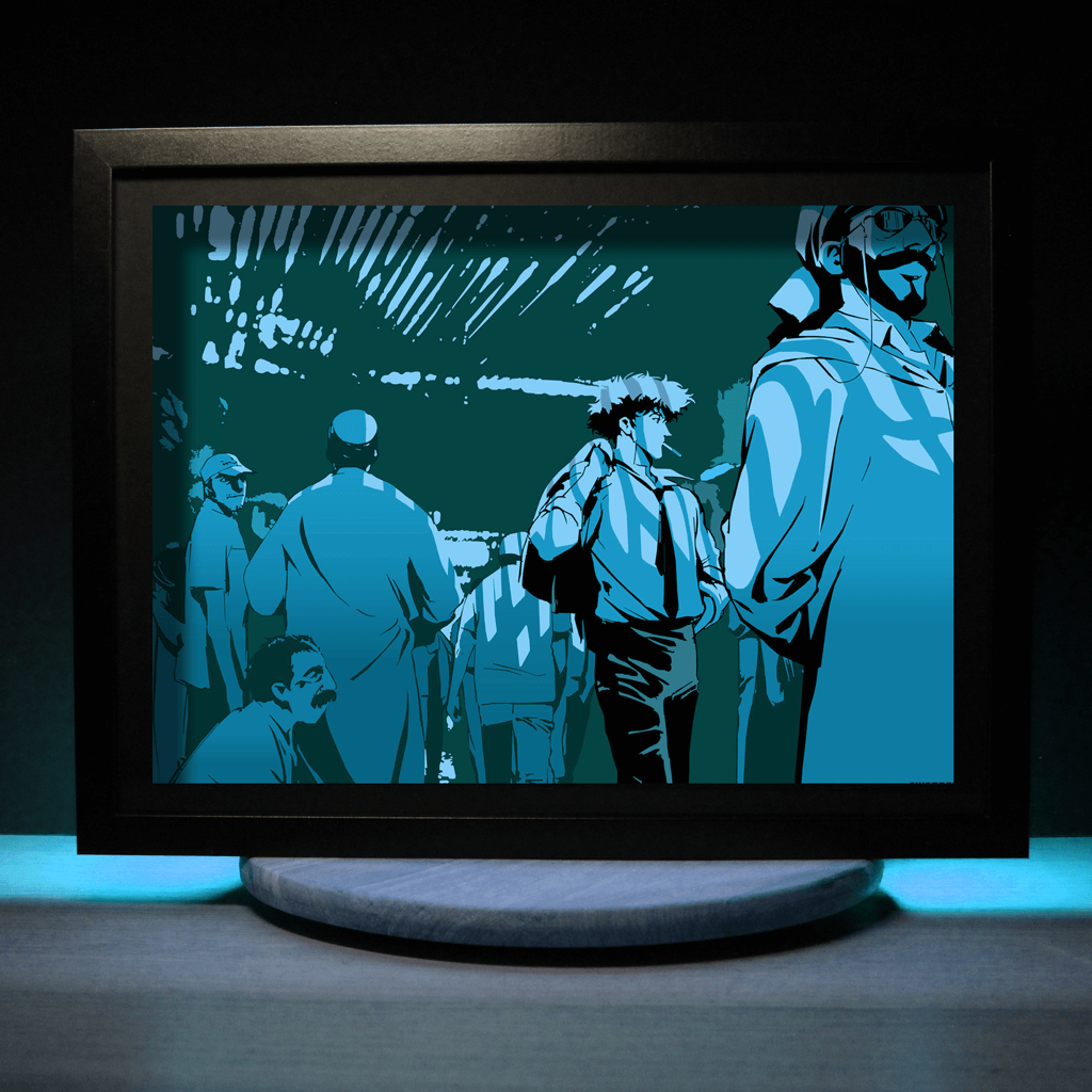 Dioramax - Cadre lumineux LED Cowboy Bebop | Déco Gaming-room | Tableau lumineux | Affiche jeux vidéo | Idée cadeau gamer | Retro-gaming