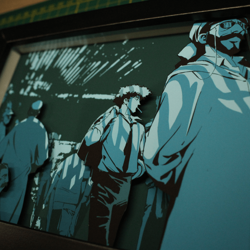Dioramax - Cadre lumineux LED Cowboy Bebop | Déco Gaming-room | Tableau lumineux | Affiche jeux vidéo | Idée cadeau gamer | Retro-gaming