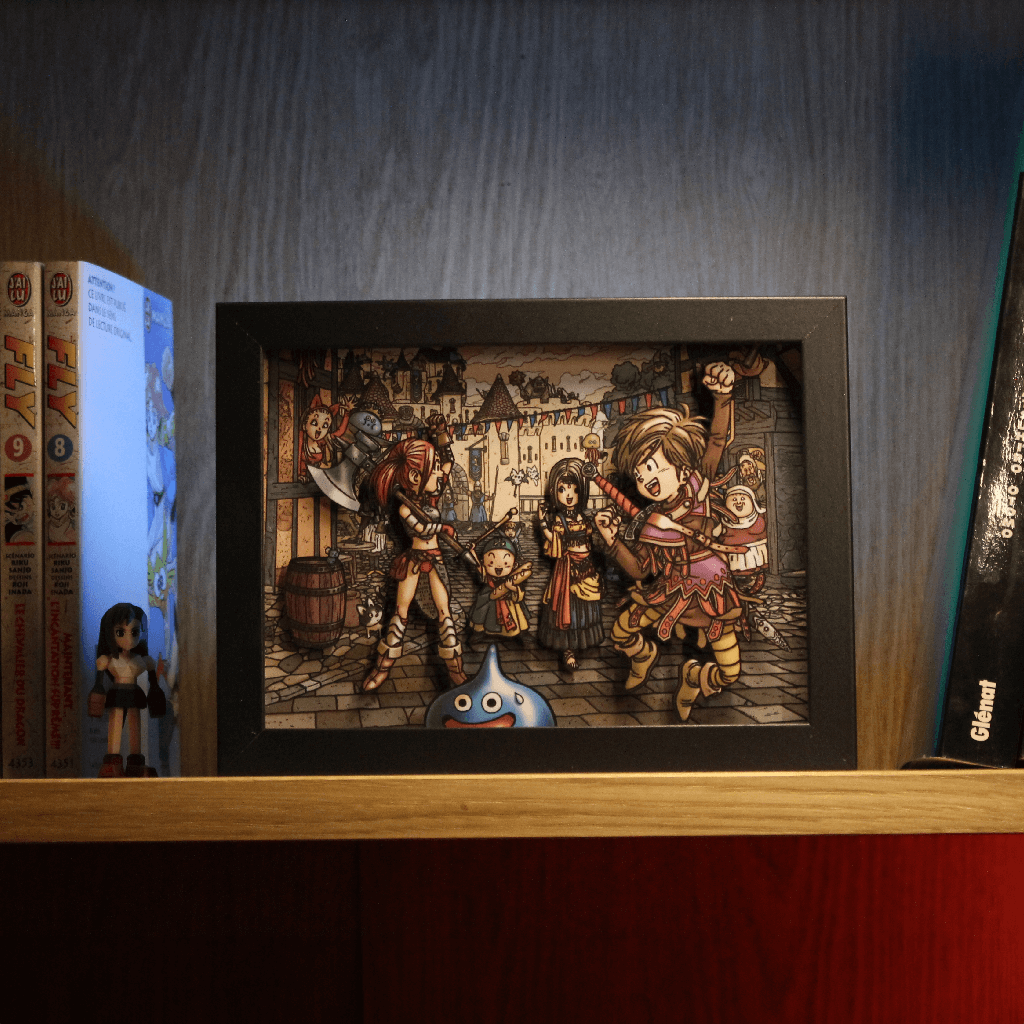 Dioramax - Cadre lumineux LED DQ9 | Déco Gaming-room | Tableau lumineux | Affiche jeux vidéo | Idée cadeau gamer | Retro-gaming