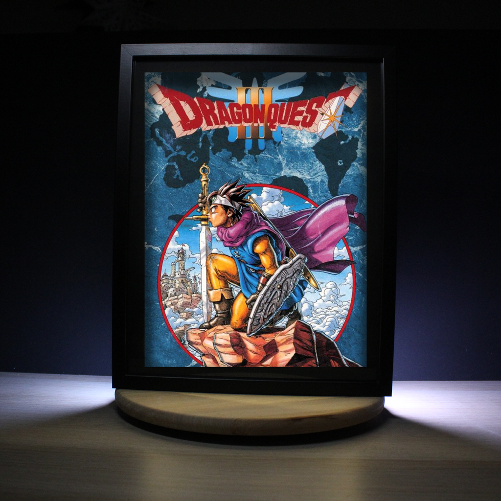 Dioramax - Cadre lumineux LED DQ3 | Déco Gaming-room | Tableau lumineux | Affiche jeux vidéo | Idée cadeau gamer | Retro-gaming