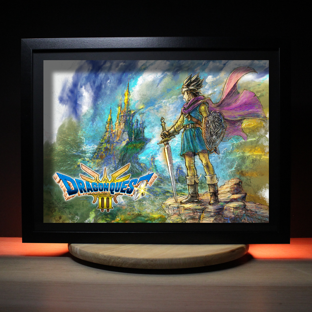 Dioramax - Cadre lumineux LED Dragon quest 3 | Déco Gaming-room | Tableau lumineux | Affiche jeux vidéo | Idée cadeau gamer | Retro-gaming