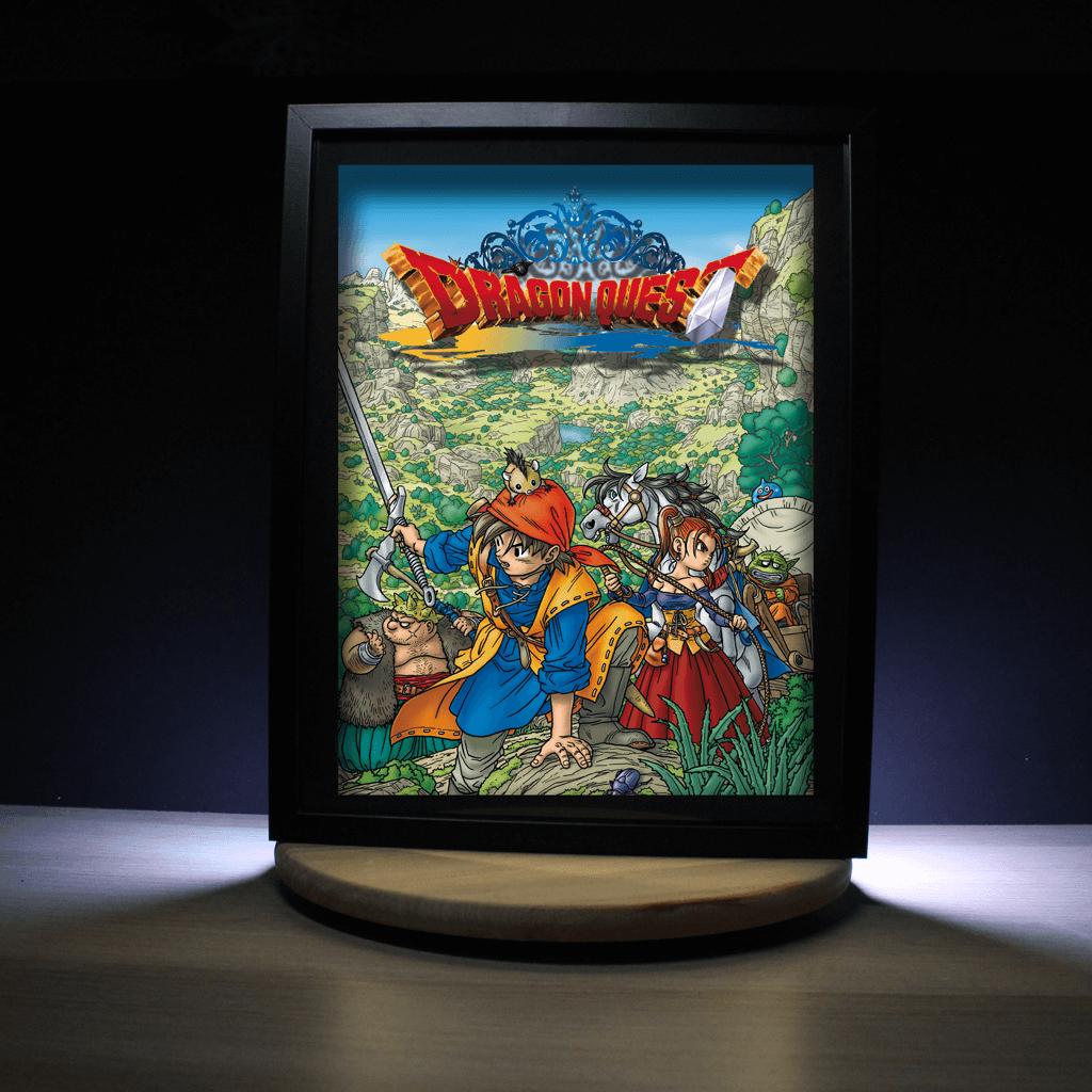 Dioramax - Cadre lumineux LED Dragon Quest 8 | Déco Gaming-room | Tableau lumineux | Affiche jeux vidéo | Idée cadeau gamer | Retro-gaming