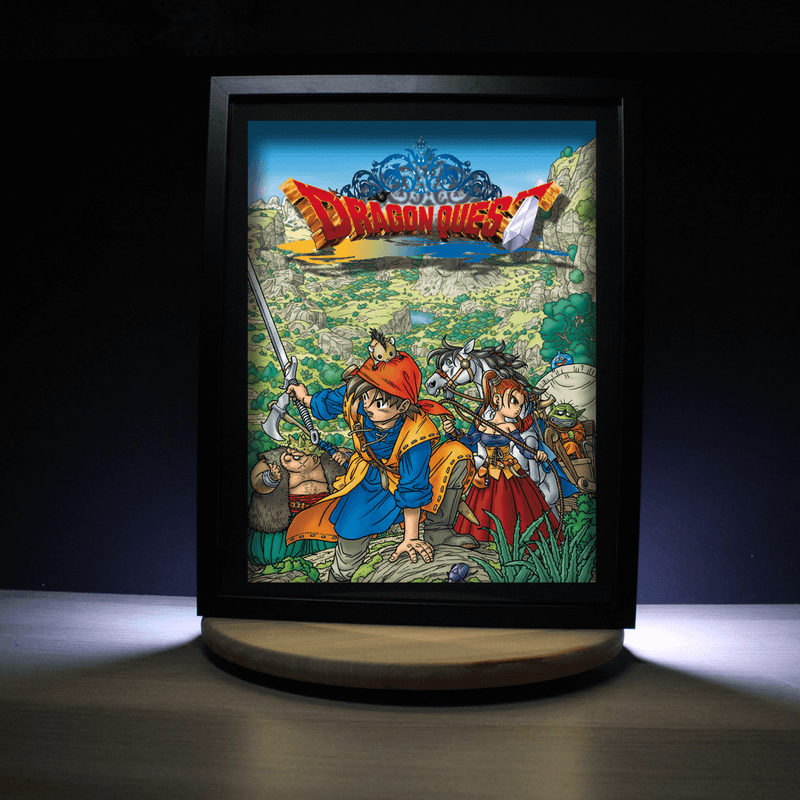 Dioramax - Cadre lumineux LED Dragon Quest 8 | Déco Gaming-room | Tableau lumineux | Affiche jeux vidéo | Idée cadeau gamer | Retro-gaming