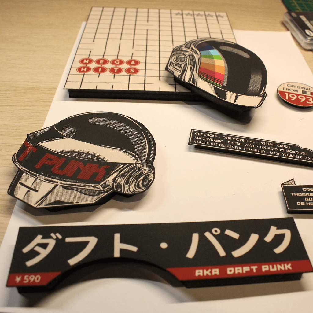 Dioramax - Cadre lumineux LED Daft Punk | Déco Gaming-room | Tableau lumineux | Affiche jeux vidéo | Idée cadeau gamer | Retro-gaming