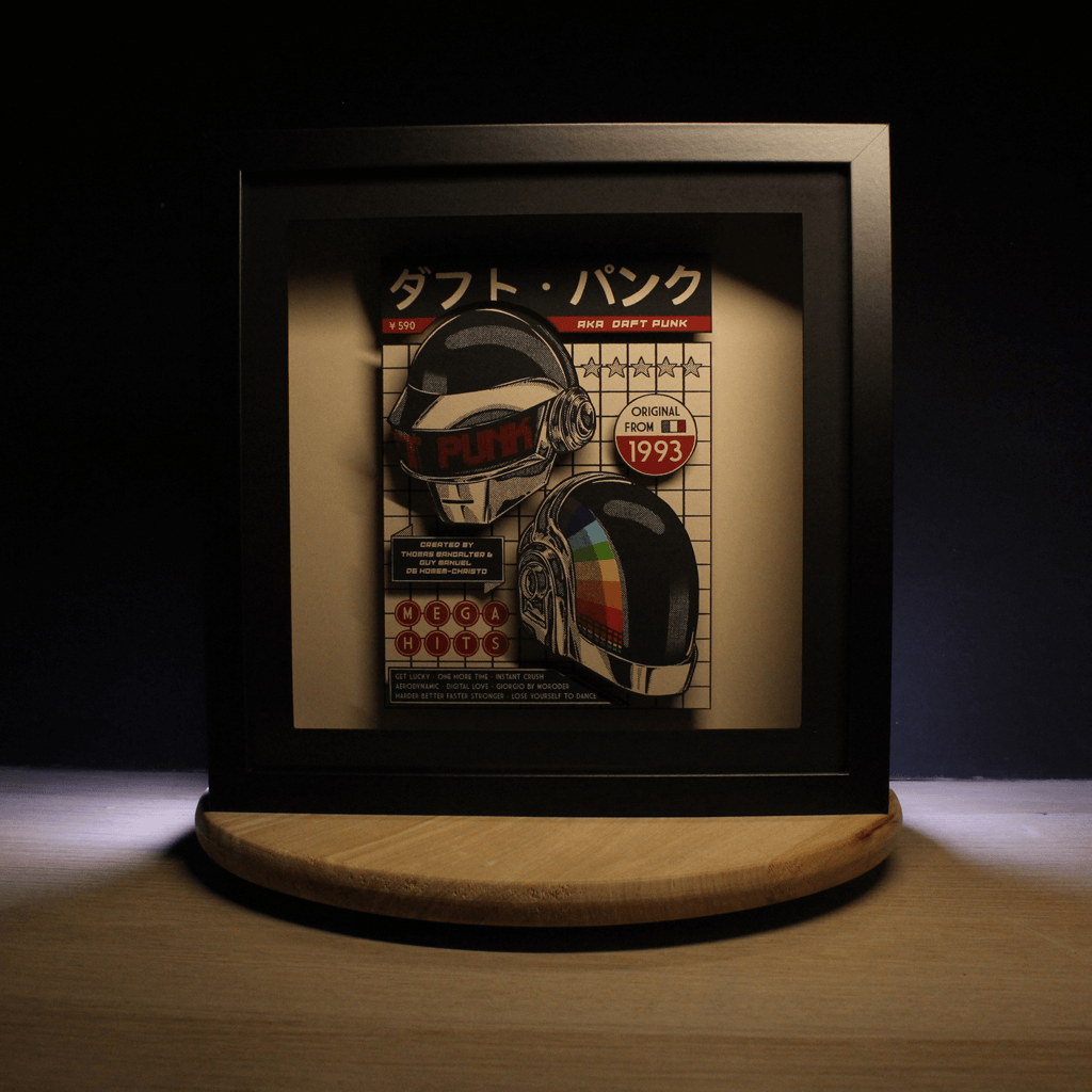 Dioramax - Cadre lumineux LED Daft Punk | Déco Gaming-room | Tableau lumineux | Affiche jeux vidéo | Idée cadeau gamer | Retro-gaming