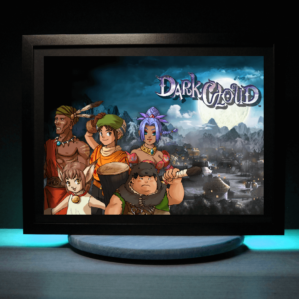 Dioramax - Cadre lumineux LED Dark Cloud | Déco Gaming-room | Tableau lumineux | Affiche jeux vidéo | Idée cadeau gamer | Retro-gaming