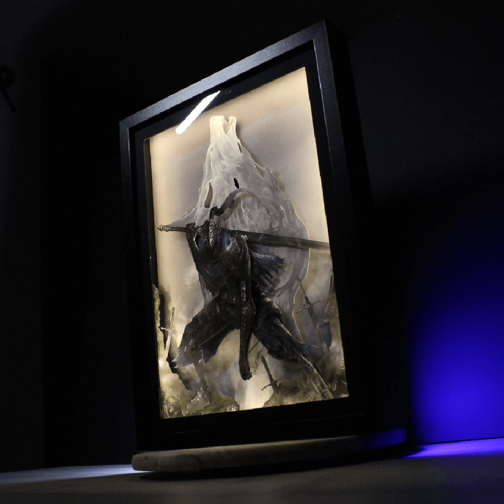 Dioramax - Cadre lumineux LED Dark Souls | Déco Gaming-room | Tableau lumineux | Affiche jeux vidéo | Idée cadeau gamer | Retro-gaming