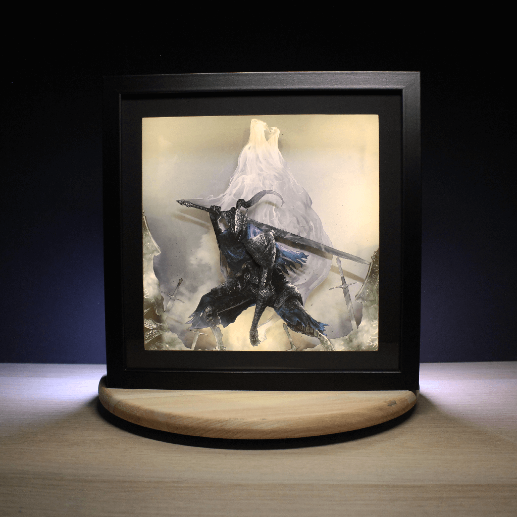 Dioramax - Cadre lumineux LED Dark Souls | Déco Gaming-room | Tableau lumineux | Affiche jeux vidéo | Idée cadeau gamer | Retro-gaming