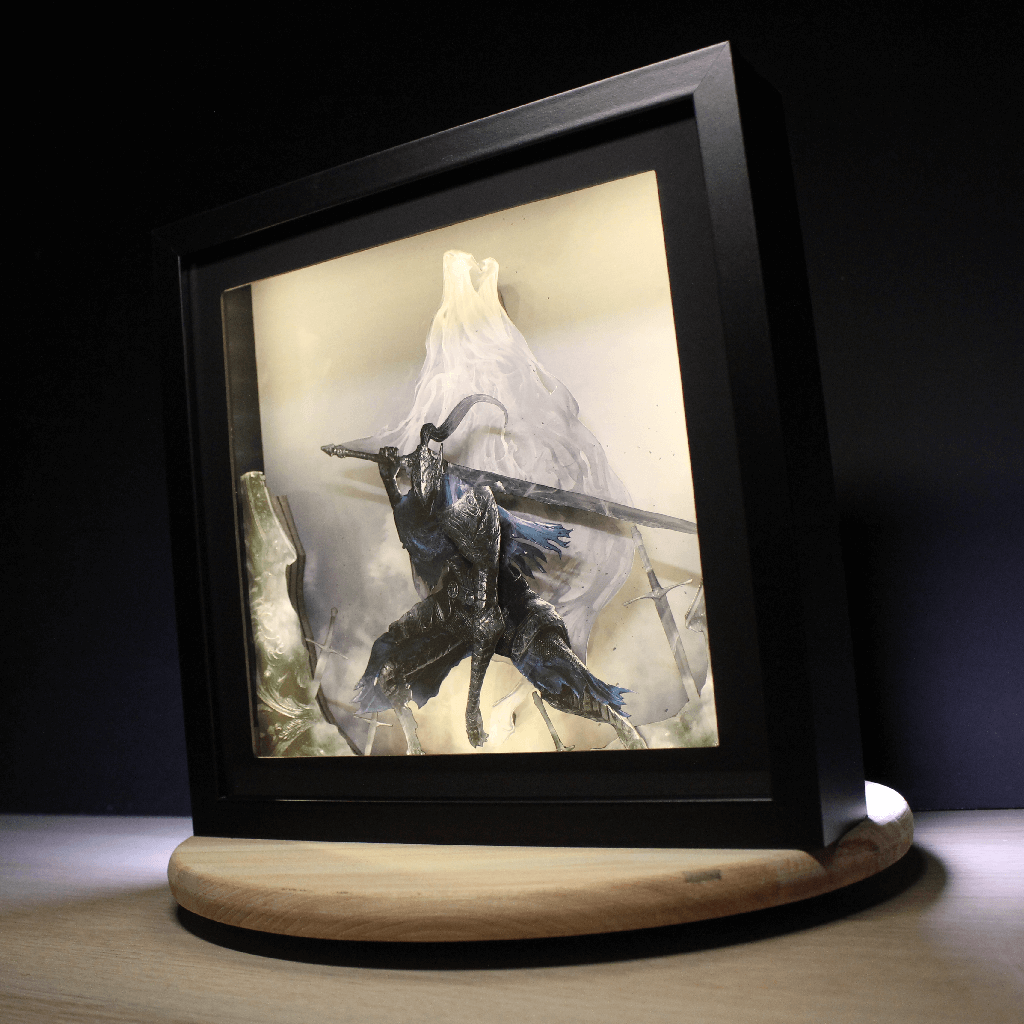 Dioramax - Cadre lumineux LED Dark Souls | Déco Gaming-room | Tableau lumineux | Affiche jeux vidéo | Idée cadeau gamer | Retro-gaming