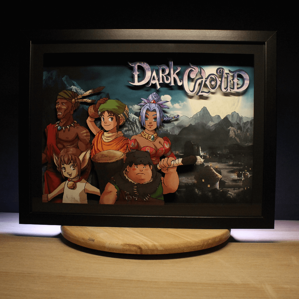 Dioramax - Cadre lumineux LED Dark Cloud | Déco Gaming-room | Tableau lumineux | Affiche jeux vidéo | Idée cadeau gamer | Retro-gaming