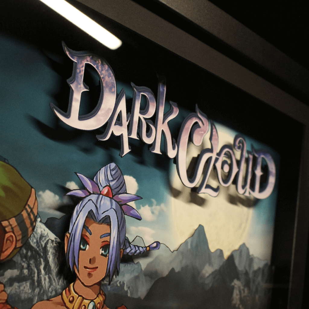 Dioramax - Cadre lumineux LED Dark Cloud | Déco Gaming-room | Tableau lumineux | Affiche jeux vidéo | Idée cadeau gamer | Retro-gaming