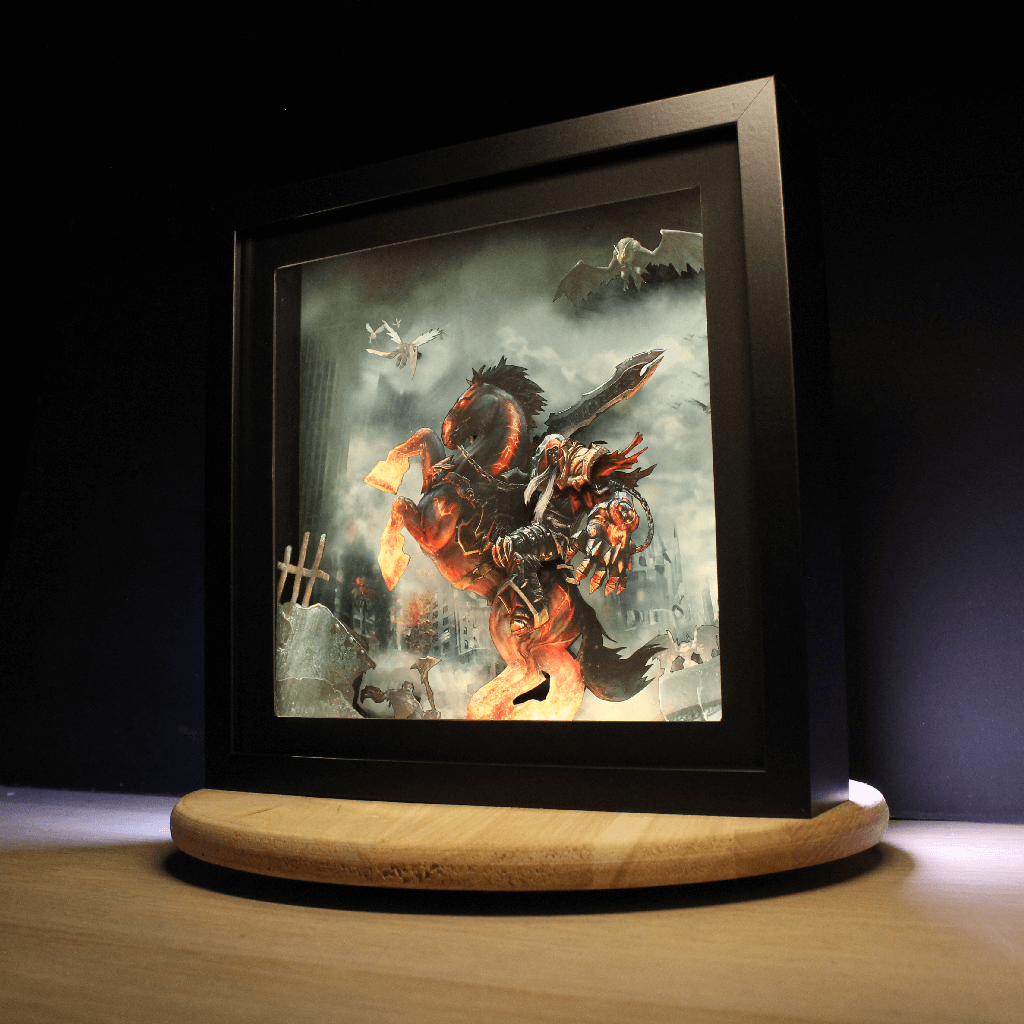 Dioramax - Cadre lumineux LED Dark Siders | Déco Gaming-room | Tableau lumineux | Affiche jeux vidéo | Idée cadeau gamer | Retro-gaming