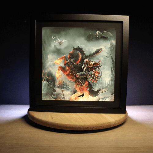 Dioramax - Cadre lumineux LED Dark Siders | Déco Gaming-room | Tableau lumineux | Affiche jeux vidéo | Idée cadeau gamer | Retro-gaming