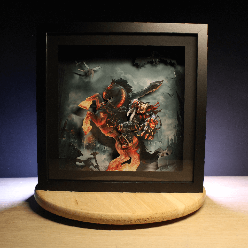 Dioramax - Cadre lumineux LED Dark Siders | Déco Gaming-room | Tableau lumineux | Affiche jeux vidéo | Idée cadeau gamer | Retro-gaming