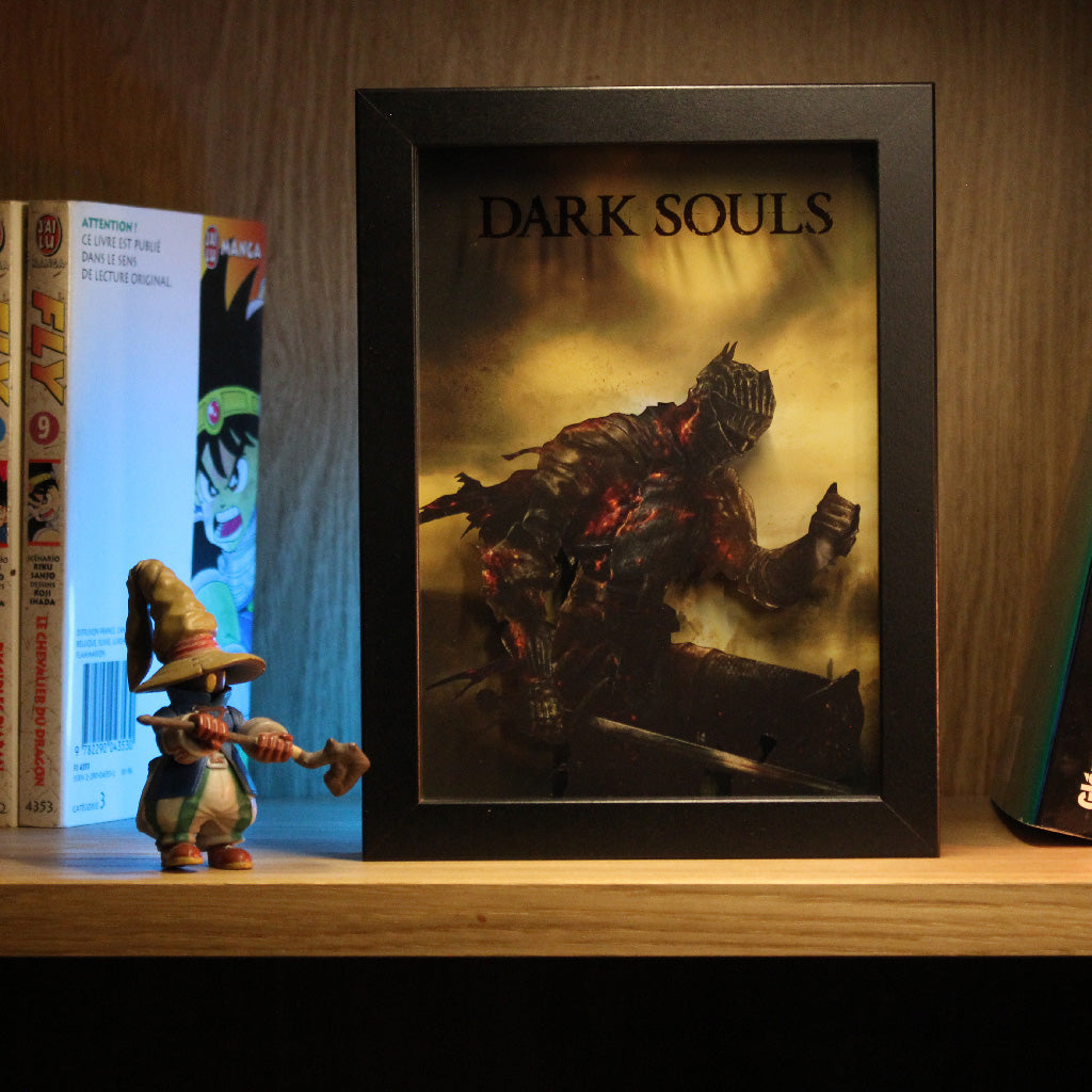 Dioramax - Cadre lumineux LED Dark Souls 3 | Déco Gaming-room | Tableau lumineux | Affiche jeux vidéo | Idée cadeau gamer | Retro-gaming