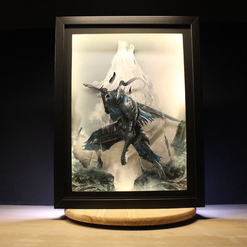 Dioramax - Cadre lumineux LED Dark Souls | Déco Gaming-room | Tableau lumineux | Affiche jeux vidéo | Idée cadeau gamer | Retro-gaming