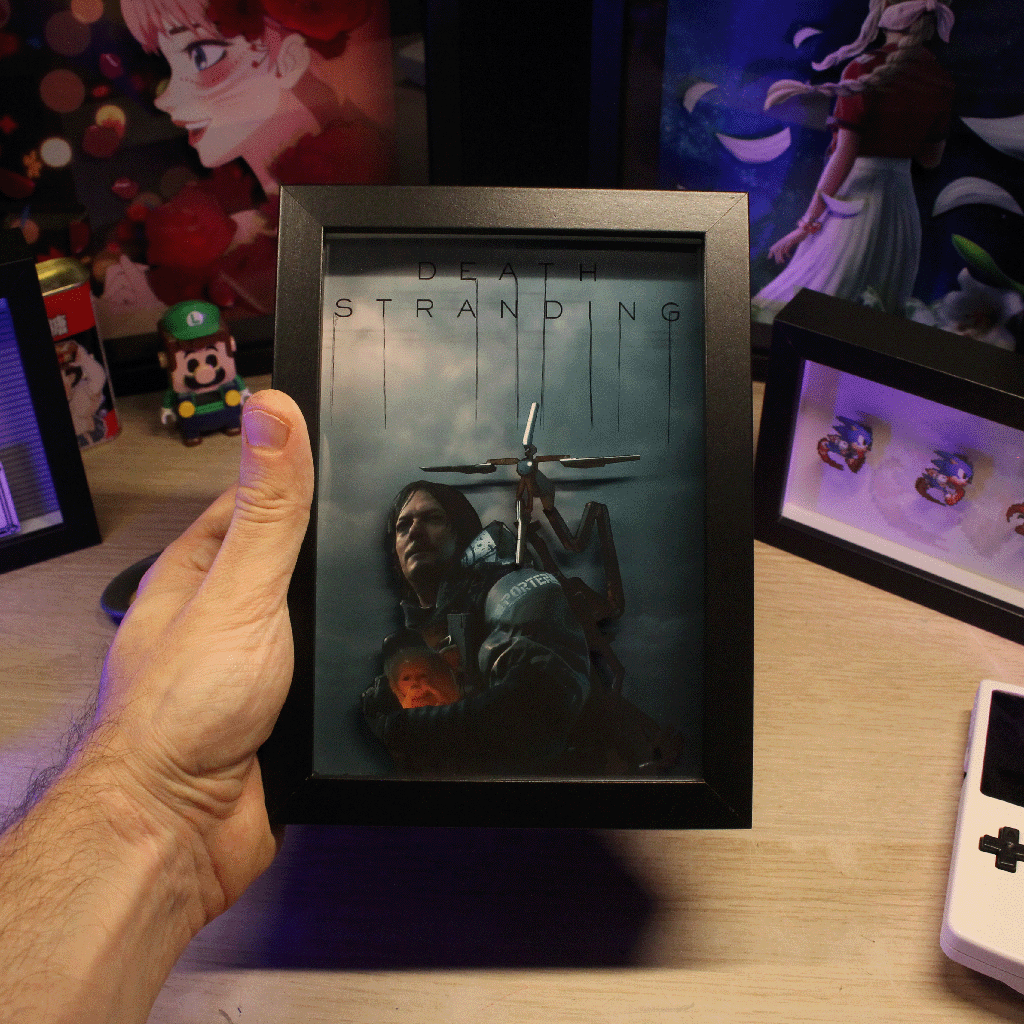 Dioramax - Cadre lumineux LED Death Stranding | Déco Gaming-room | Tableau lumineux | Affiche jeux vidéo | Idée cadeau gamer | Retro-gaming
