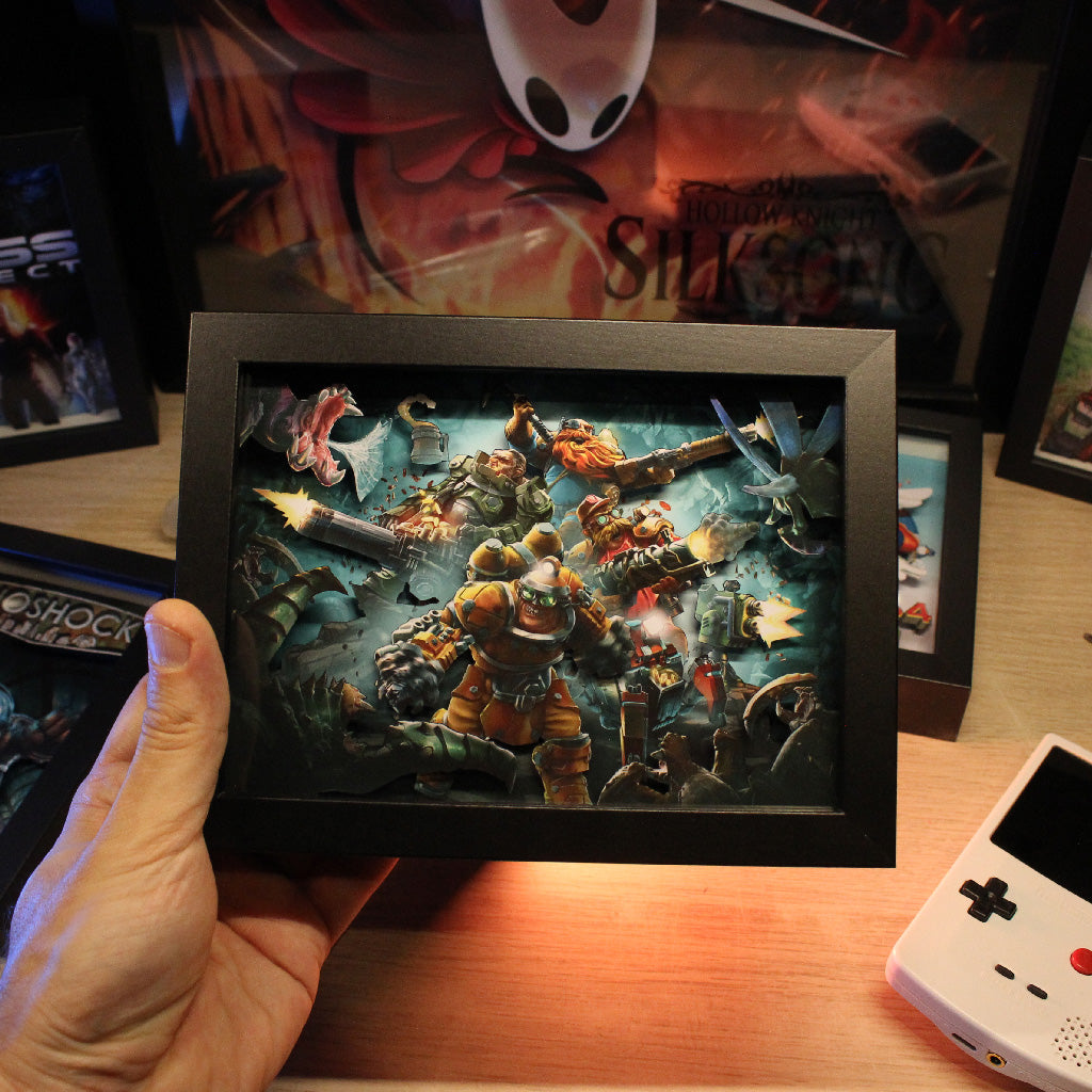 Dioramax - Cadre lumineux LED Deep Rock | Déco Gaming-room | Tableau lumineux | Affiche jeux vidéo | Idée cadeau gamer | Retro-gaming