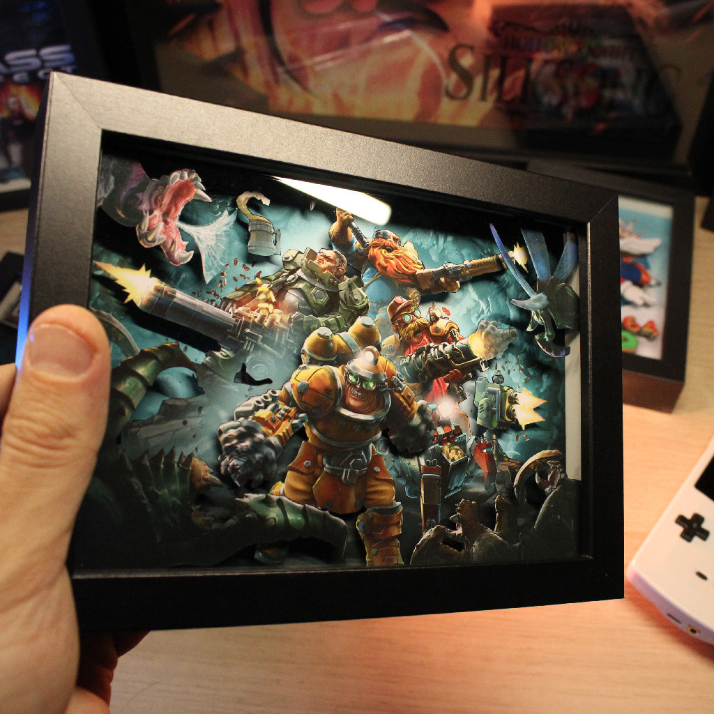 Dioramax - Cadre lumineux LED Deep Rock | Déco Gaming-room | Tableau lumineux | Affiche jeux vidéo | Idée cadeau gamer | Retro-gaming