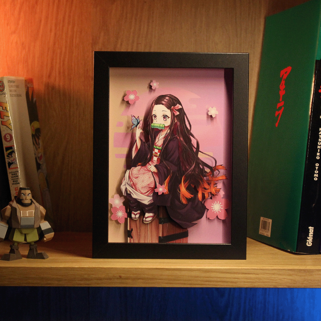 Dioramax - Cadre lumineux LED Demon Hunter | Déco Gaming-room | Tableau lumineux | Affiche jeux vidéo | Idée cadeau gamer | Retro-gaming