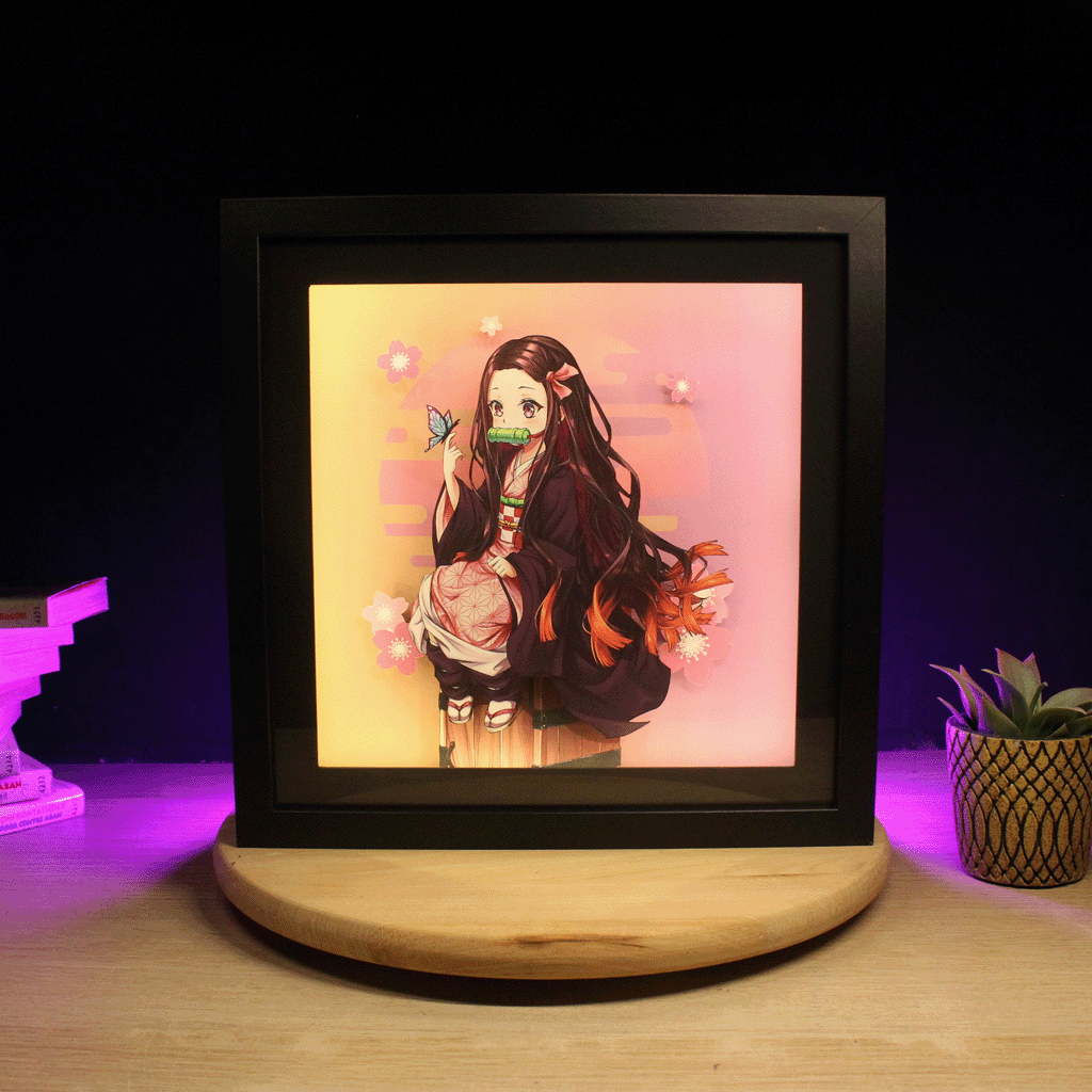Dioramax - Cadre lumineux LED Demon Hunter | Déco Gaming-room | Tableau lumineux | Affiche jeux vidéo | Idée cadeau gamer | Retro-gaming