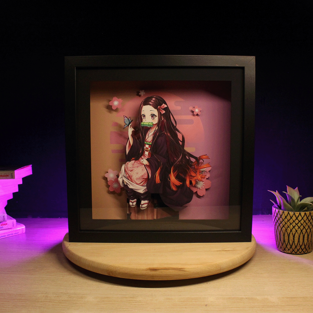 Dioramax - Cadre lumineux LED Demon Hunter | Déco Gaming-room | Tableau lumineux | Affiche jeux vidéo | Idée cadeau gamer | Retro-gaming