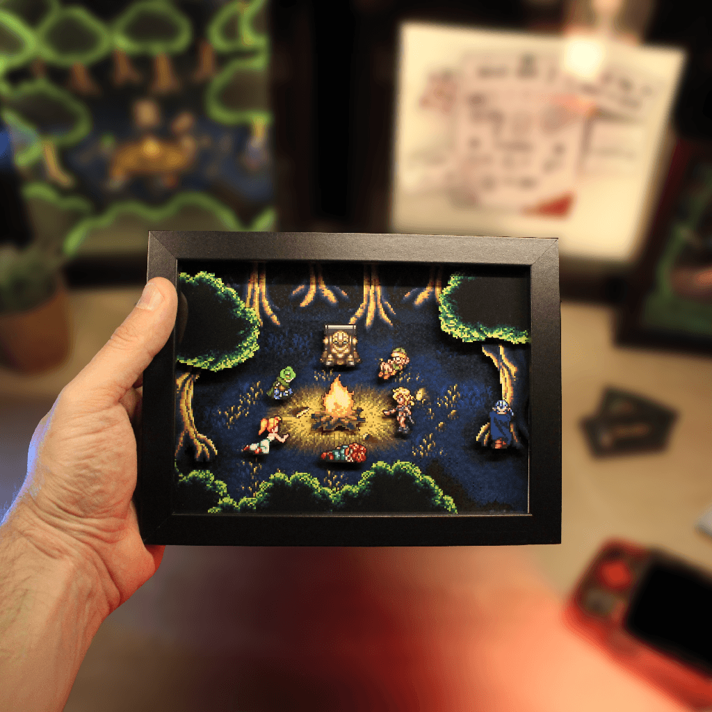 Dioramax - Cadre lumineux LED Chrono Trigger | Déco Gaming-room | Tableau lumineux | Affiche jeux vidéo | Idée cadeau gamer | Retro-gaming
