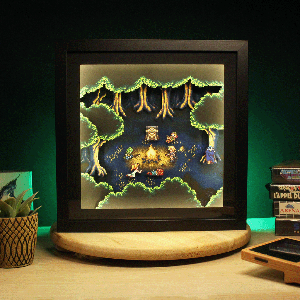 Dioramax - Cadre lumineux LED Chrono Trigger | Déco Gaming-room | Tableau lumineux | Affiche jeux vidéo | Idée cadeau gamer | Retro-gaming