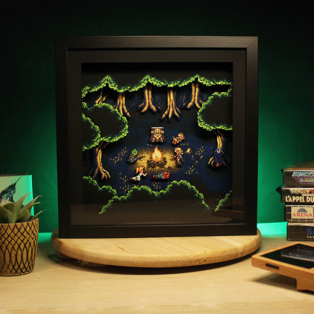 Dioramax - Cadre lumineux LED Chrono Trigger | Déco Gaming-room | Tableau lumineux | Affiche jeux vidéo | Idée cadeau gamer | Retro-gaming