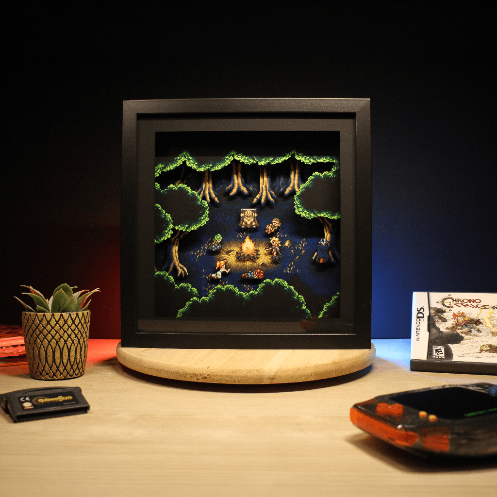 Dioramax - Cadre lumineux LED Chrono Trigger | Déco Gaming-room | Tableau lumineux | Affiche jeux vidéo | Idée cadeau gamer | Retro-gaming