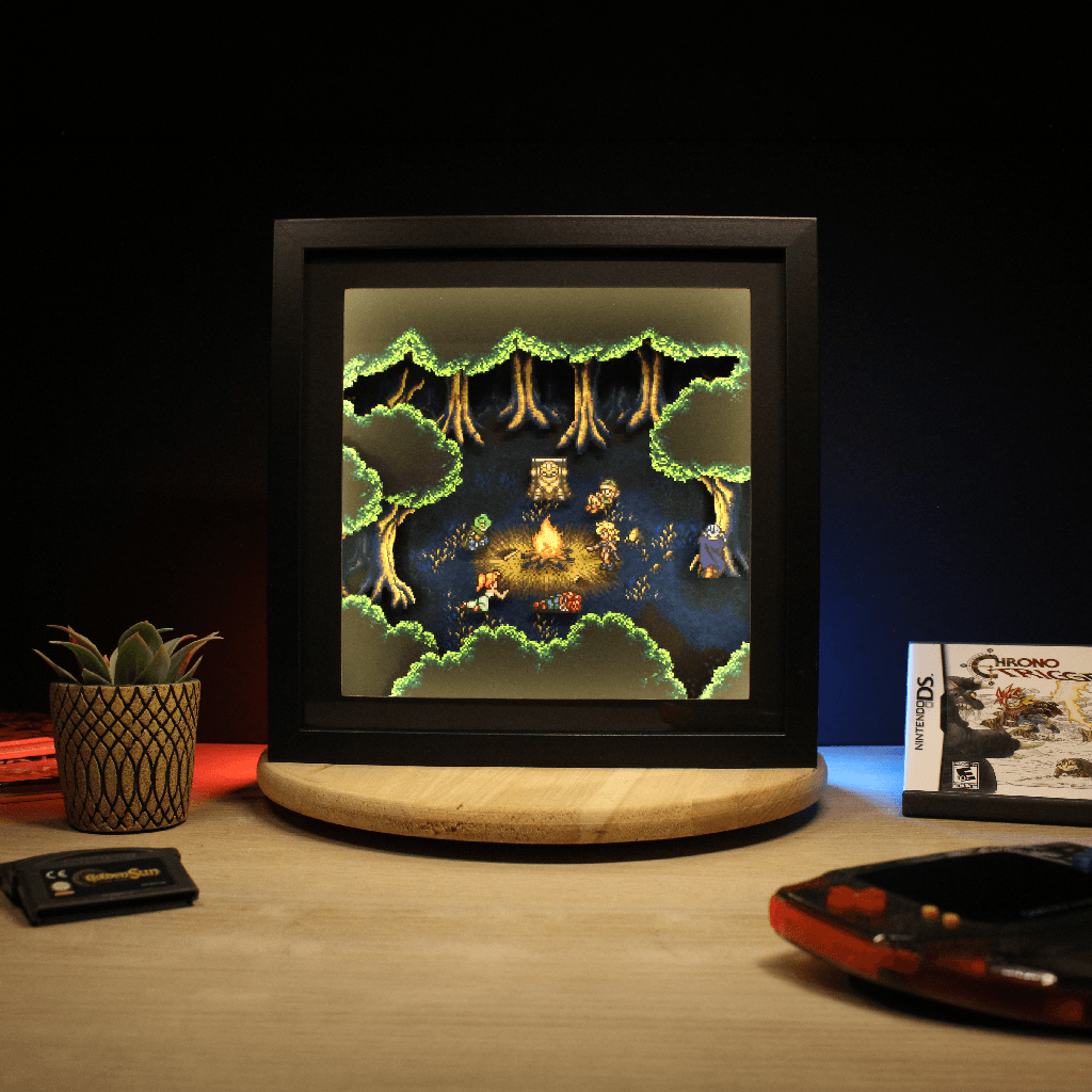 Dioramax - Cadre lumineux LED Chrono Trigger | Déco Gaming-room | Tableau lumineux | Affiche jeux vidéo | Idée cadeau gamer | Retro-gaming