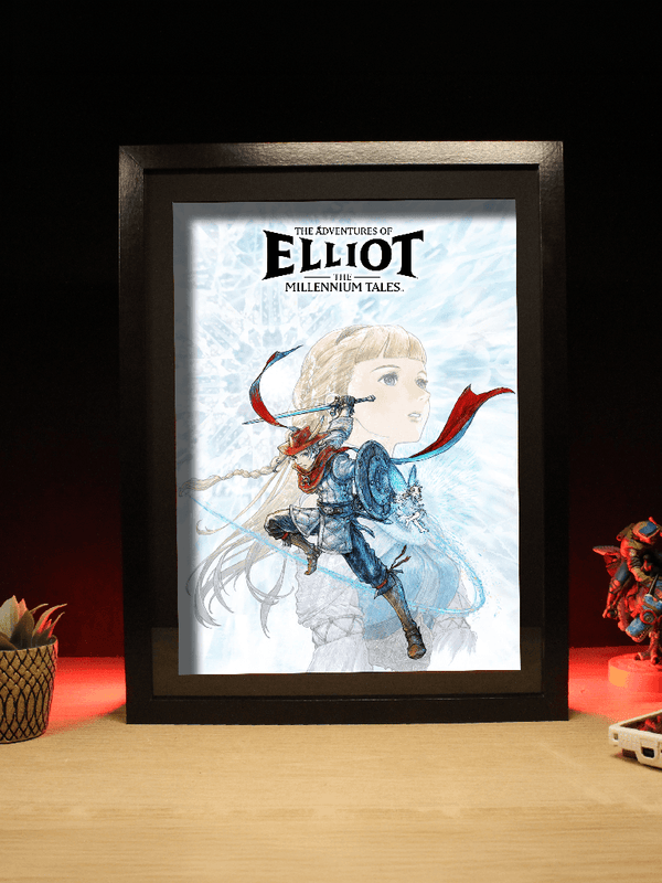 Dioramax - Cadre lumineux LED Elliot | Déco Gaming-room | Tableau lumineux | Affiche jeux vidéo | Idée cadeau gamer | Retro-gaming