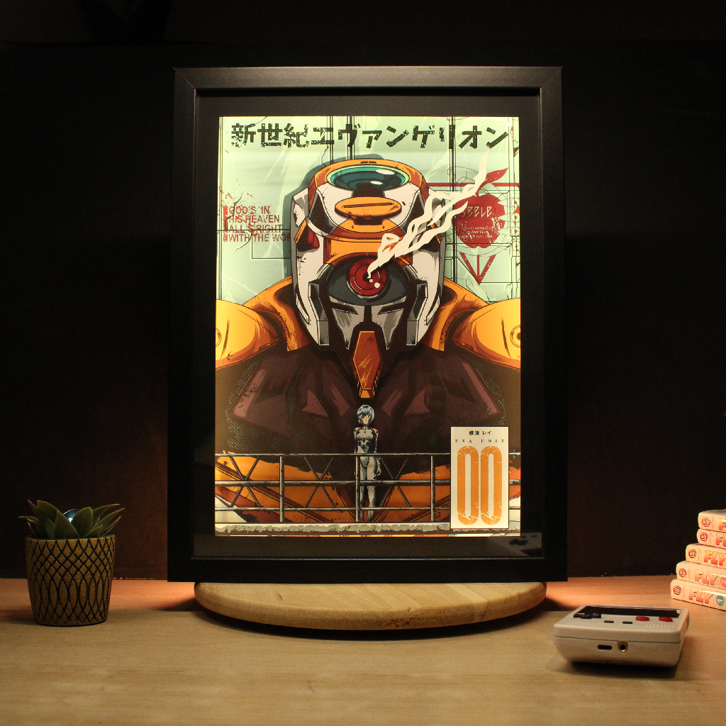Dioramax - Cadre lumineux LED Evangelion | Déco Gaming-room | Tableau lumineux | Affiche jeux vidéo | Idée cadeau gamer | Retro-gaming