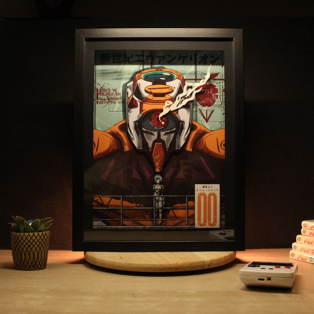 Dioramax - Cadre lumineux LED Evangelion | Déco Gaming-room | Tableau lumineux | Affiche jeux vidéo | Idée cadeau gamer | Retro-gaming
