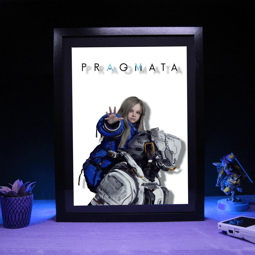 Dioramax - Cadre lumineux LED Pragmata Déco Gaming-room | Tableau Out Run| Affiche jeux vidéo | Idée cadeau gamer | Retro-gaming