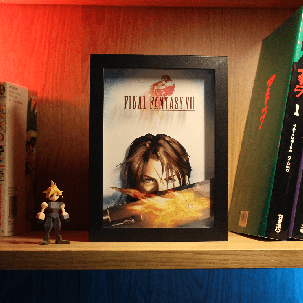 Dioramax - Cadre lumineux LED FF8 Déco Gaming-room | Tableau FF8| Affiche jeux vidéo | Idée cadeau gamer | Retro-gaming