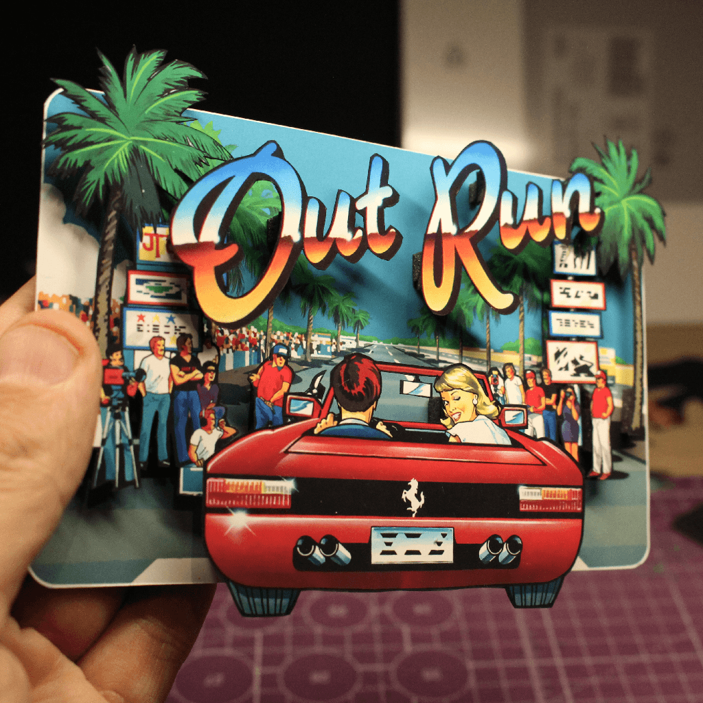 Dioramax - Cadre lumineux LED Out Run Déco Gaming-room | Tableau Out Run| Affiche jeux vidéo | Idée cadeau gamer | Retro-gaming