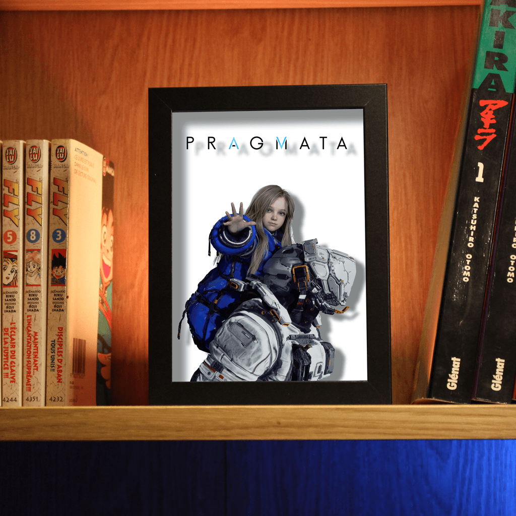 Dioramax - Cadre lumineux LED Pragmata Déco Gaming-room | Tableau Out Run| Affiche jeux vidéo | Idée cadeau gamer | Retro-gaming