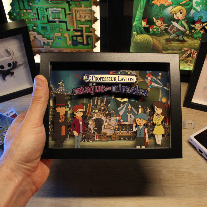 Dioramax - Cadre lumineux LED Layton | Déco Gaming-room | Tableau lumineux | Affiche jeux vidéo | Idée cadeau gamer | Retro-gaming