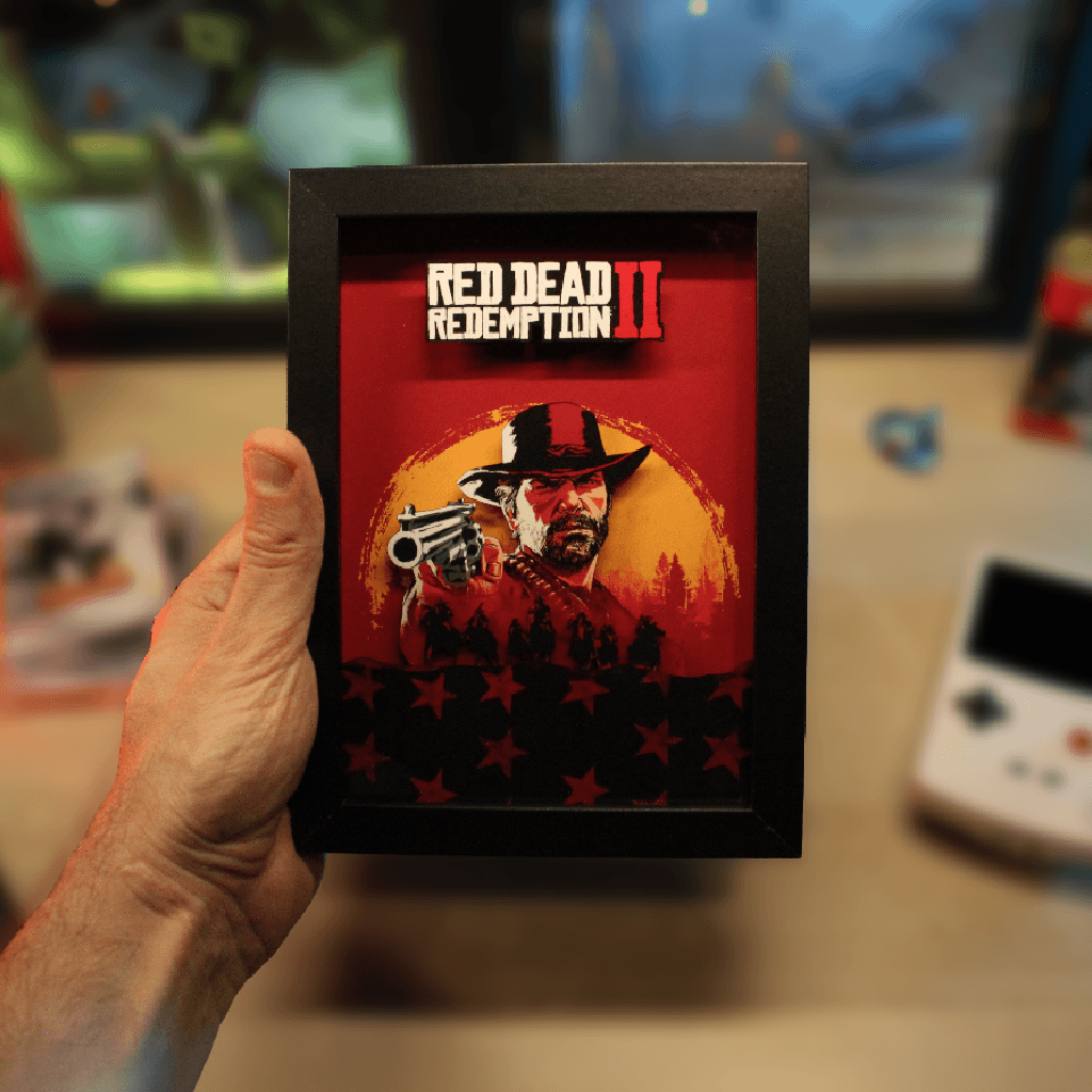 Dioramax - Cadre lumineux LED Red Dead Redemption 2 | Déco Gaming-room | Tableau lumineux | Affiche jeux vidéo | Idée cadeau gamer | Retro-gaming