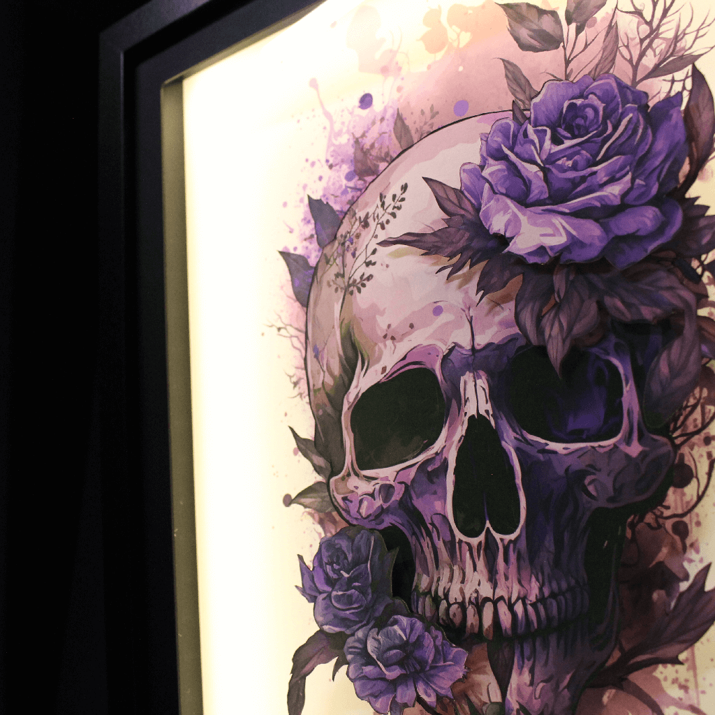 Dioramax - Cadre lumineux Mort | Déco Gaming-room | Tableau lumineux | Affiche jeux vidéo | Idée cadeau gamer | Retro-gaming