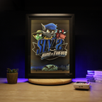 Dioramax - Cadre lumineux LED Sly 2 | Déco Gaming-room | Tableau lumineux | Affiche jeux vidéo | Idée cadeau gamer | Retro-gaming
