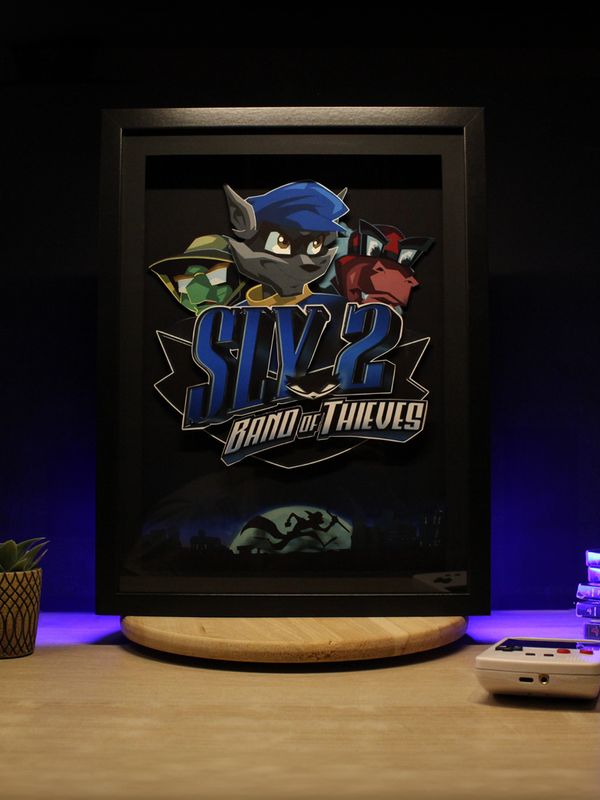 Dioramax - Cadre lumineux LED Sly 2 | Déco Gaming-room | Tableau lumineux | Affiche jeux vidéo | Idée cadeau gamer | Retro-gaming