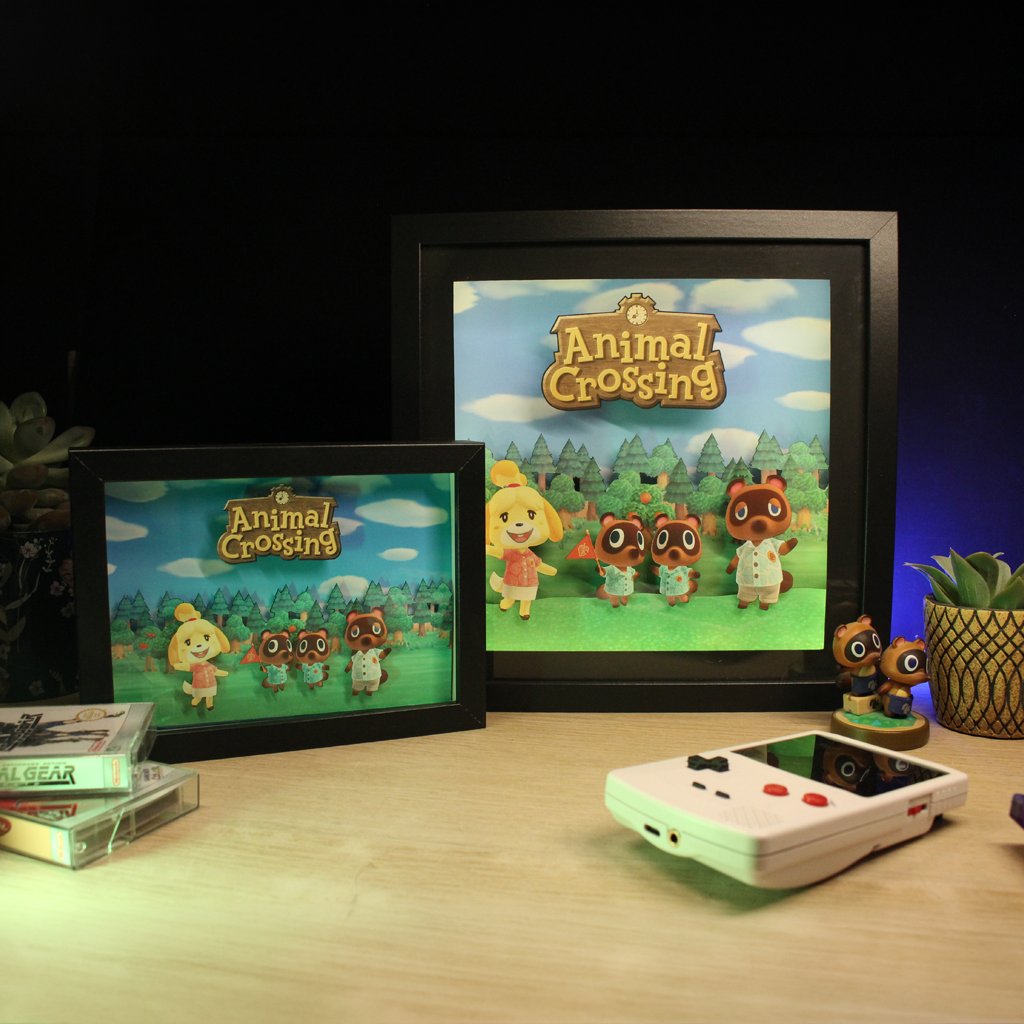Dioramax - Cadre lumineux LED Animal Crossing | Déco Gaming-room | Tableau lumineux | Affiche jeux vidéo | Idée cadeau gamer | Retro-gaming